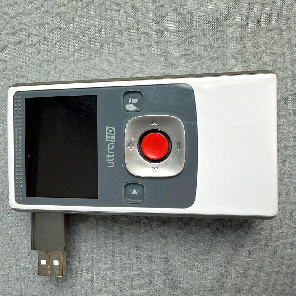 Flip Video Ultra HD Camcorder White Chrome Digital Camera U2120W For Parts